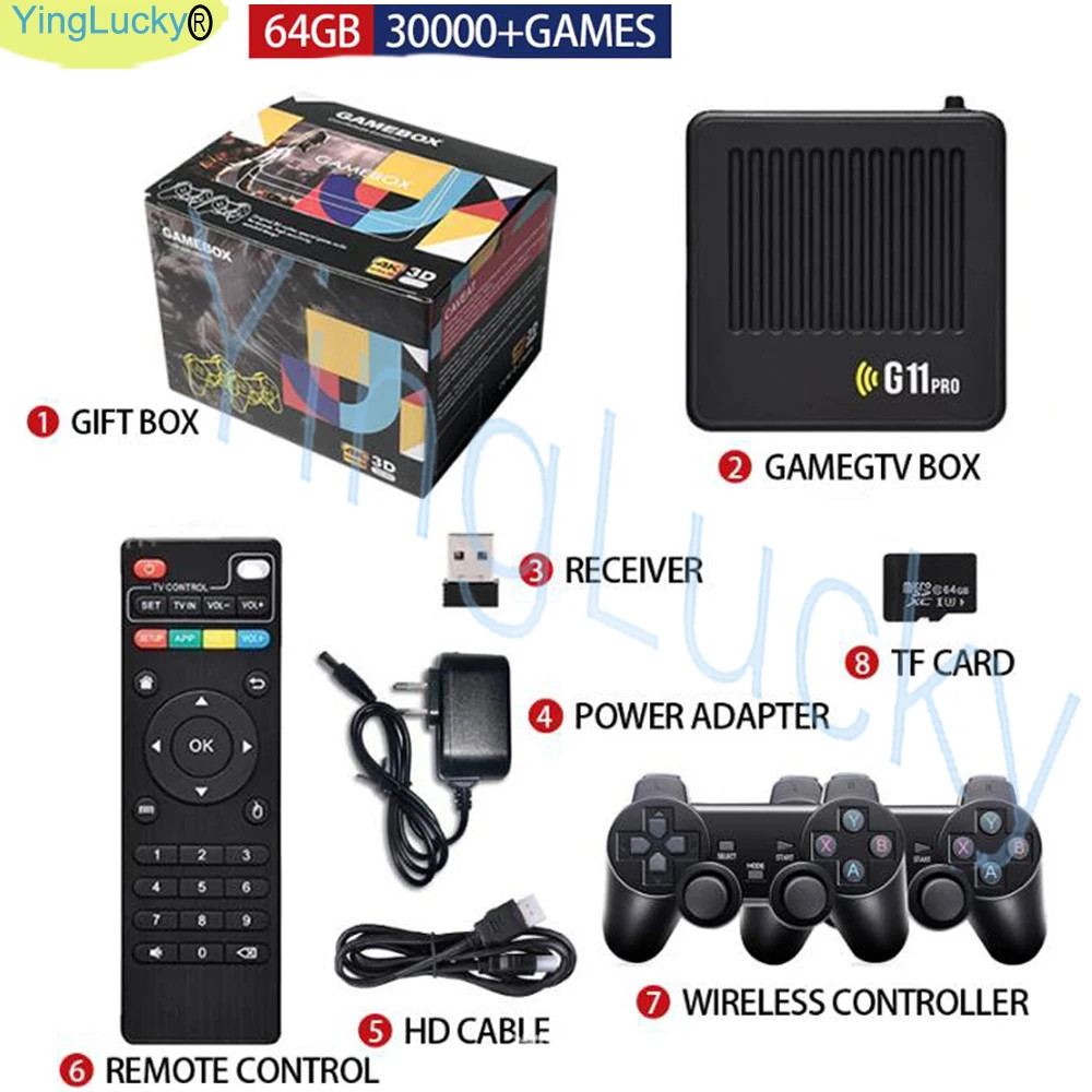 Arcade Emuelec Console G11 Pro Game Box TV 256G in 60000+ Retro Games 4K HD Vide