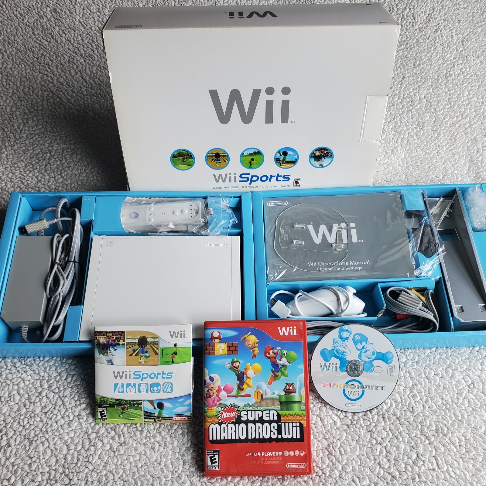 CIB Nintendo Wii Sports Console Bundle W Controller And Games Mario Kart Bros