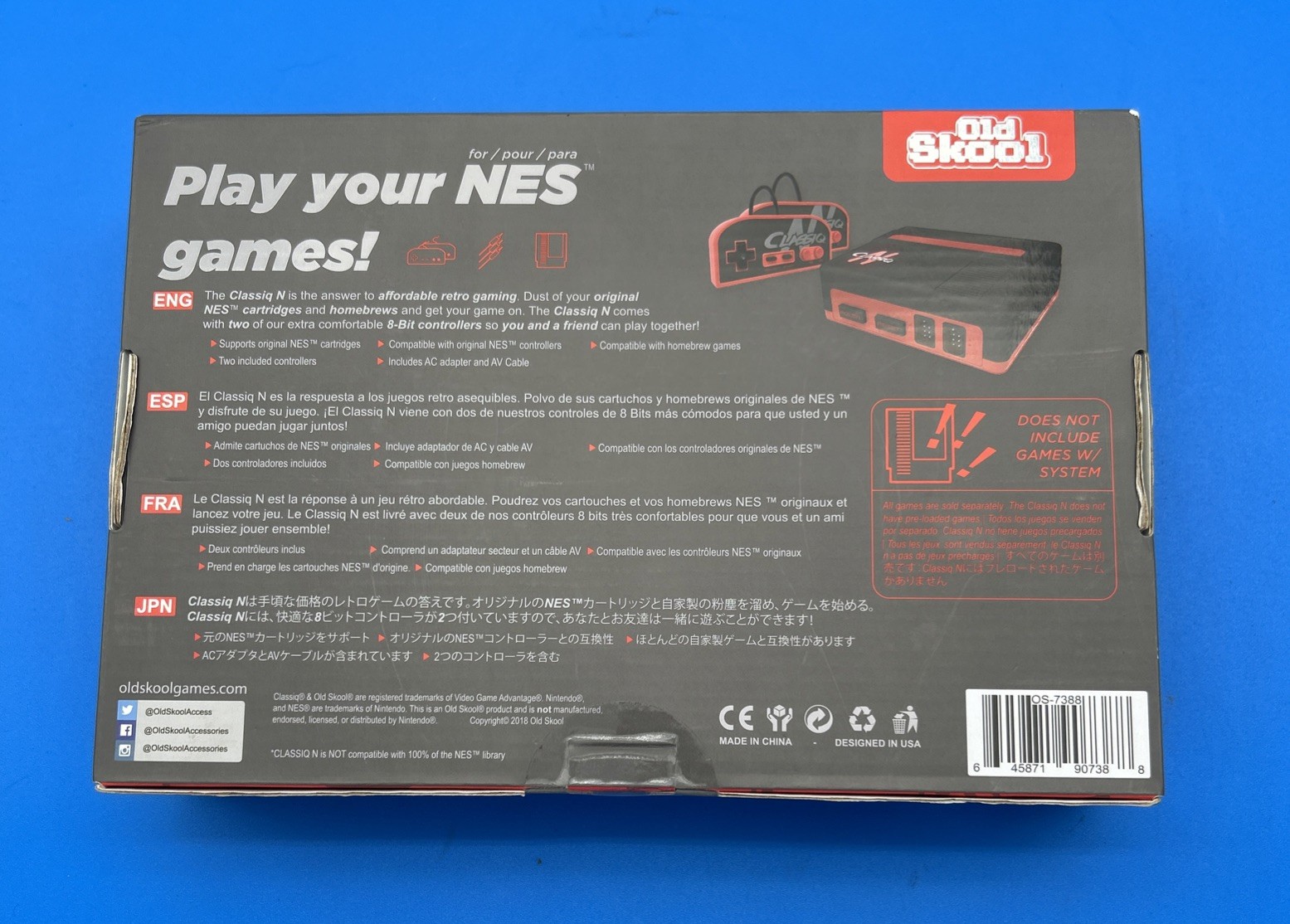 CLASSIQ N Console with NES: Black/Red Clone System: New In Sealed Box