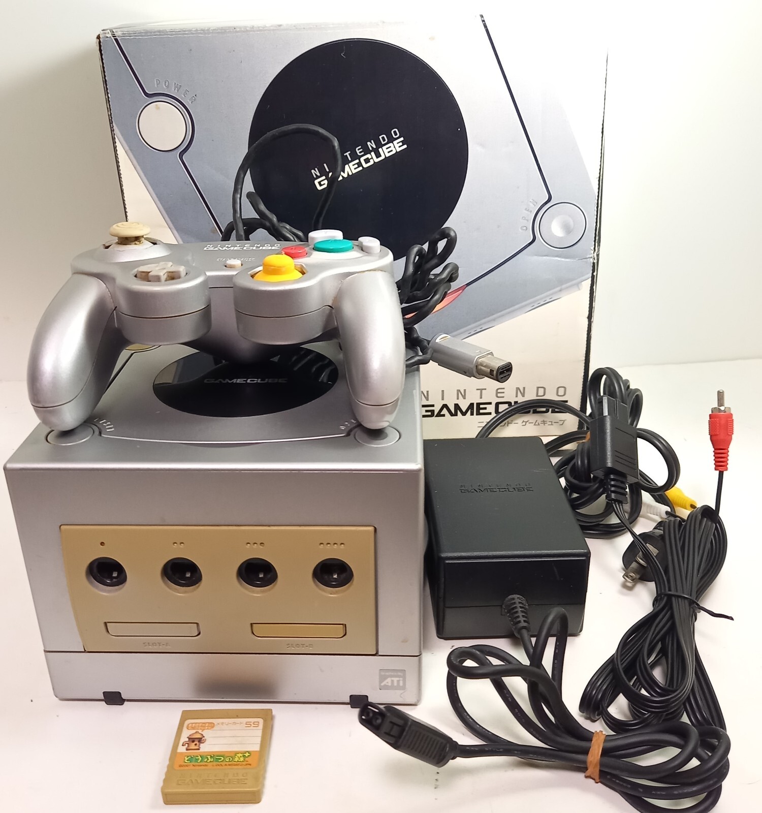Nintendo Gamecube Game Console Silver Color W/ Box Cord Controller memory Card
