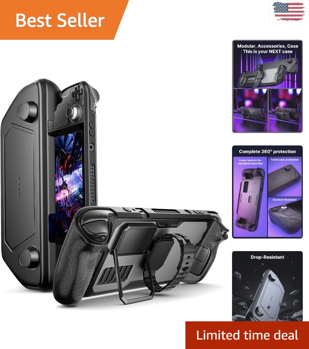 Comprehensive Steam Deck Protection Case with Modular Metal Kickstand & Strap