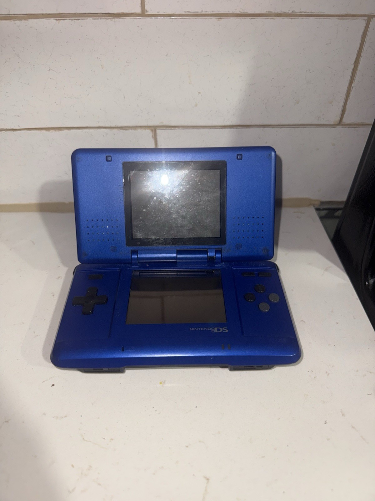 Nintendo DS Launch Edition Electric Blue Handheld System With Chargers. Works