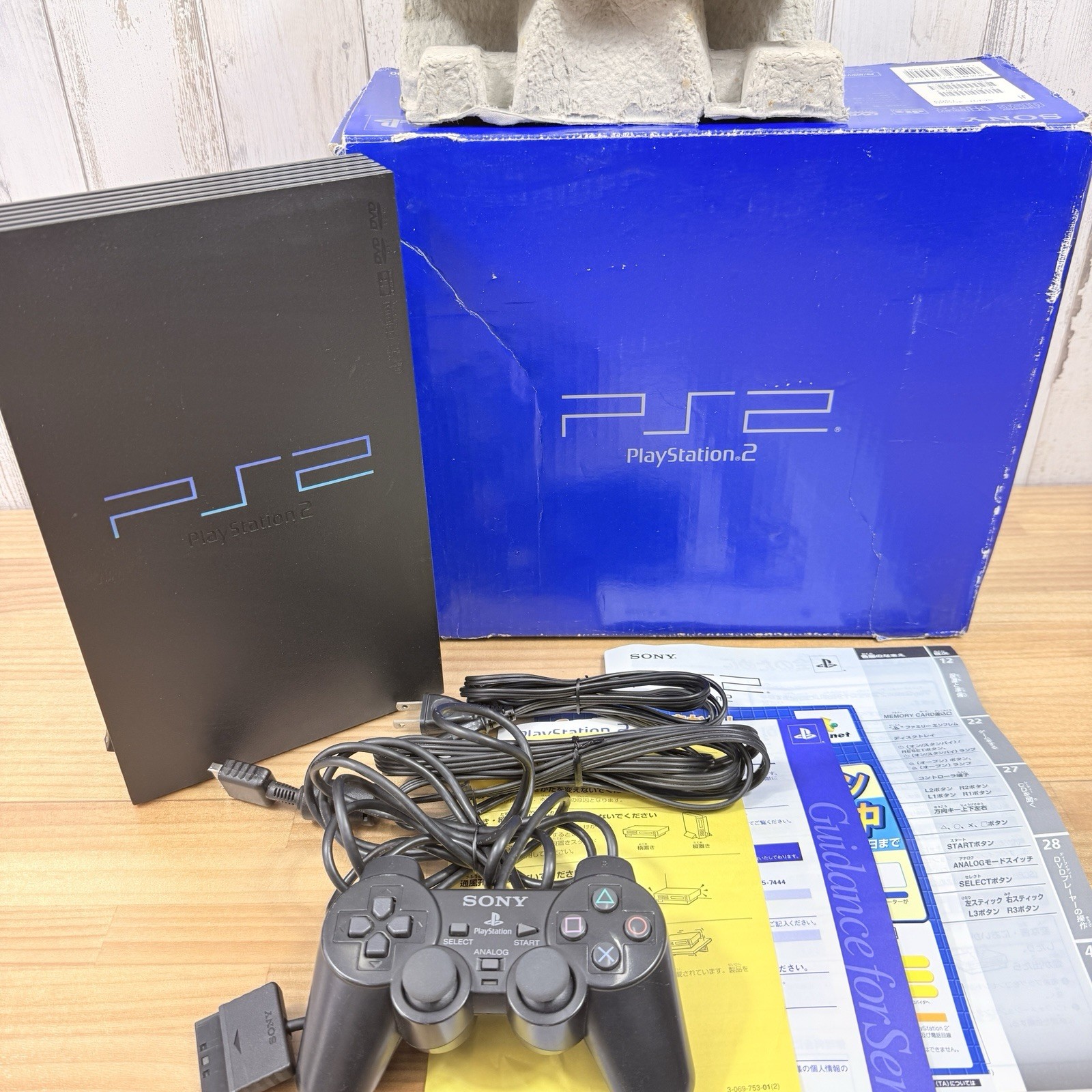 Sony PlayStation 2 PS2 SCPH-30000 Console Box Manual Controller Cable Japan Used