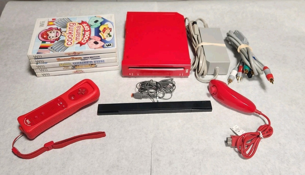Nintendo Wii Console Bundle w/ 1 Controllers 5 Games Hookups Tested Working