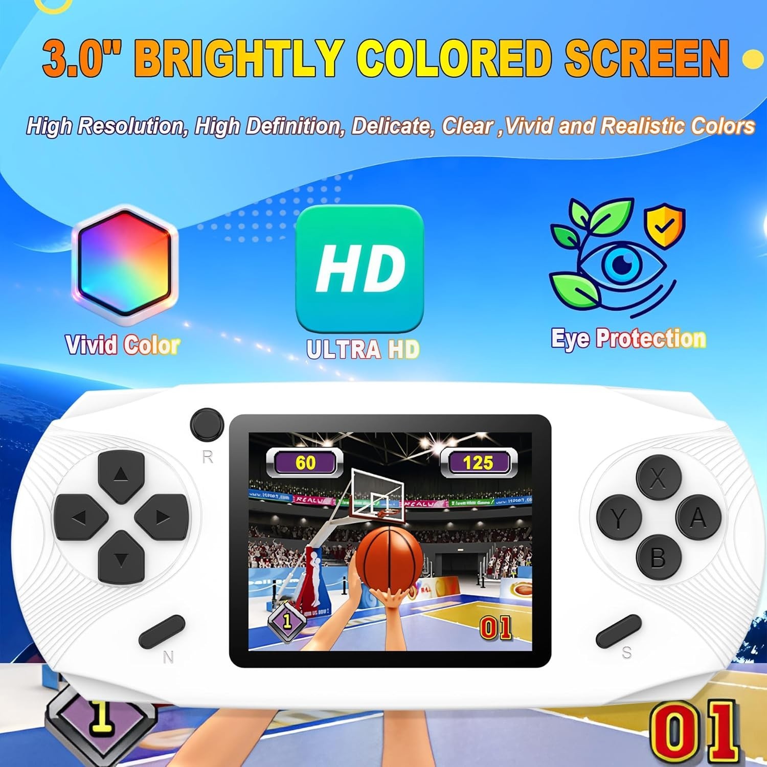 Handheld Game Console 16-Bit Retro 220 Games 3-Inch Screen Portable Kids Adult