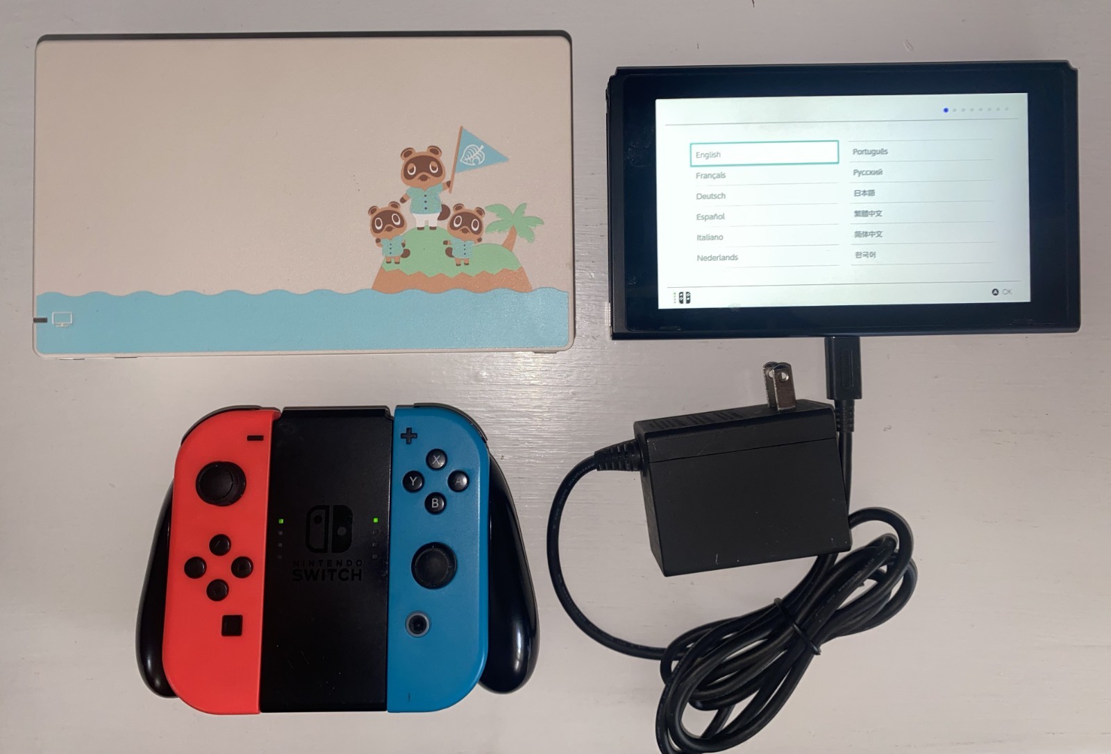 Nintendo Switch Animal Crossing Edition with Neon Blue and Neon Red Joy-Con