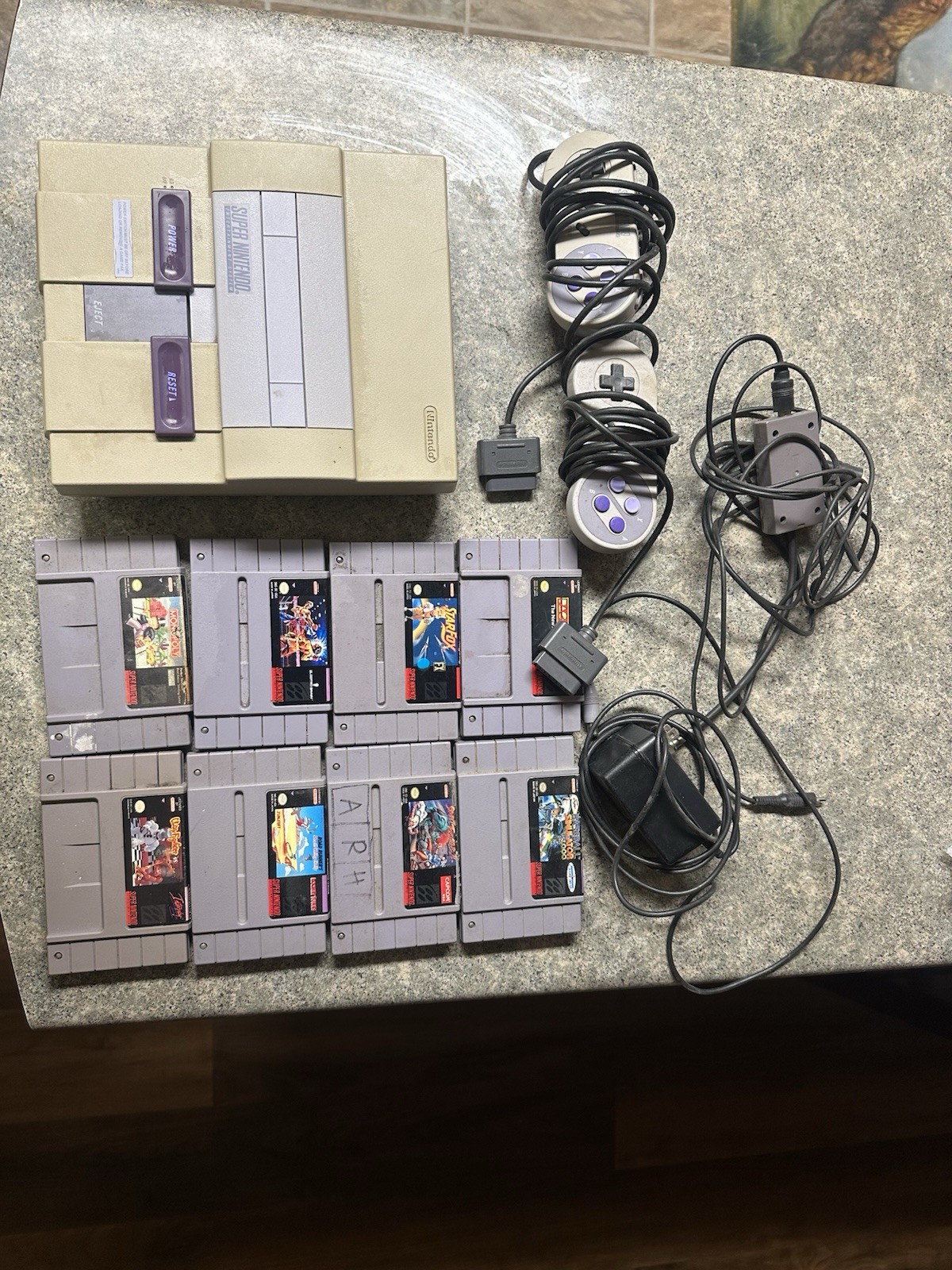 Super Nintendo SNES Console Bundle W/ Controllers & 8 Games Tested & Works Read!