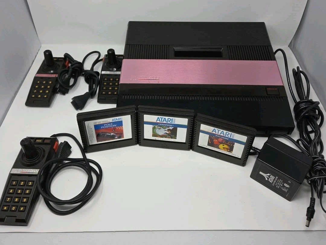 Atari 5200 Console 4 Port Model 3 Controllers Power Supply 3 Games Lot As-Is
