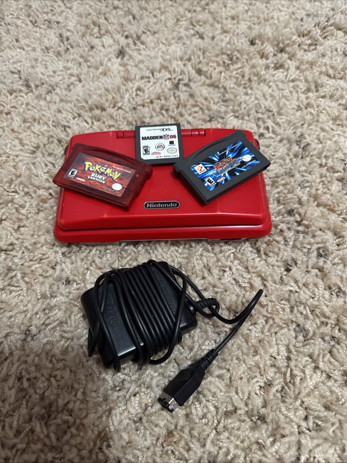 Nintendo DS Original Lava Red bundle including POKEMON RUBY OG GBA EDITION