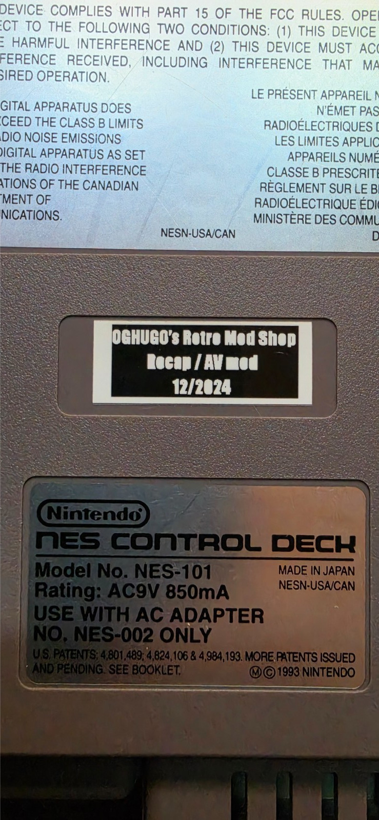 Nintendo NES Top Loader Console with A/V Mod & Recap – Super Mario Bros 1 & 3