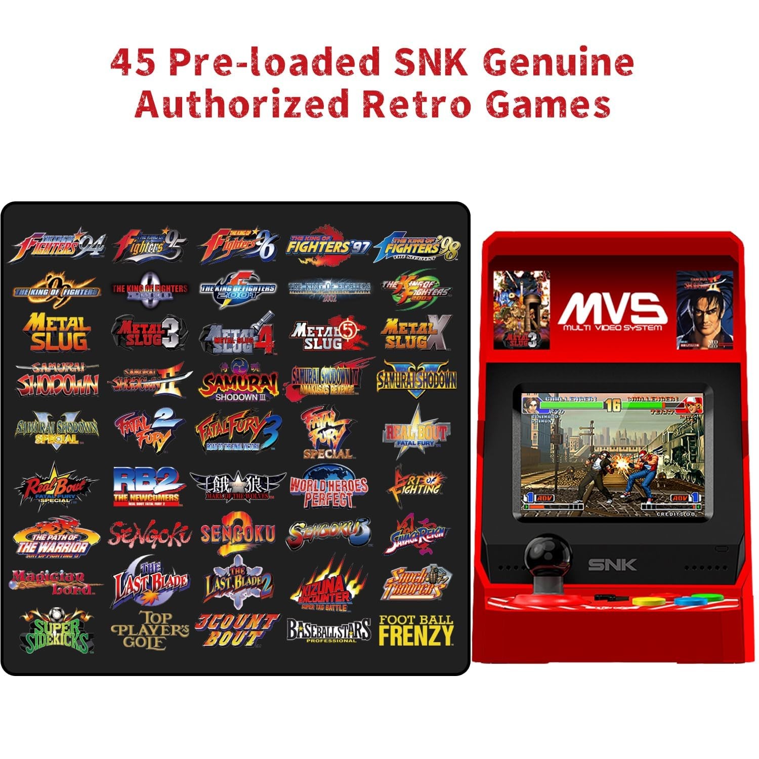 MVS Mini Home Arcade Console with Controller + 45 SNK Games King of Fighters