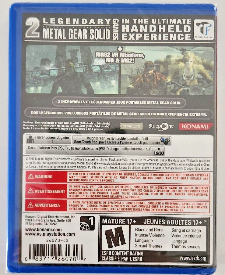 Metal Gear Solid HD Collection PS Vita Brand New Game Special (2012 Action)