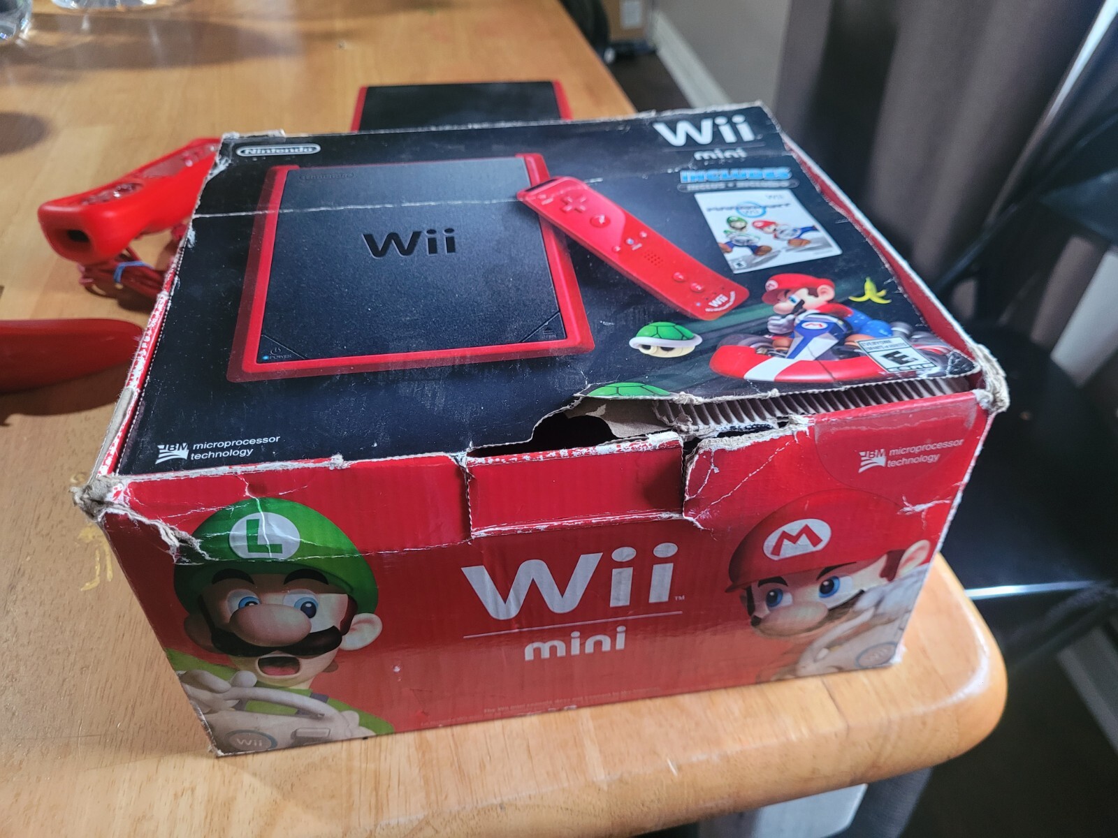 Nintendo Wii Mini Complete Set w/ Mario Kart Wii & Red MotionPlus Control TESTED
