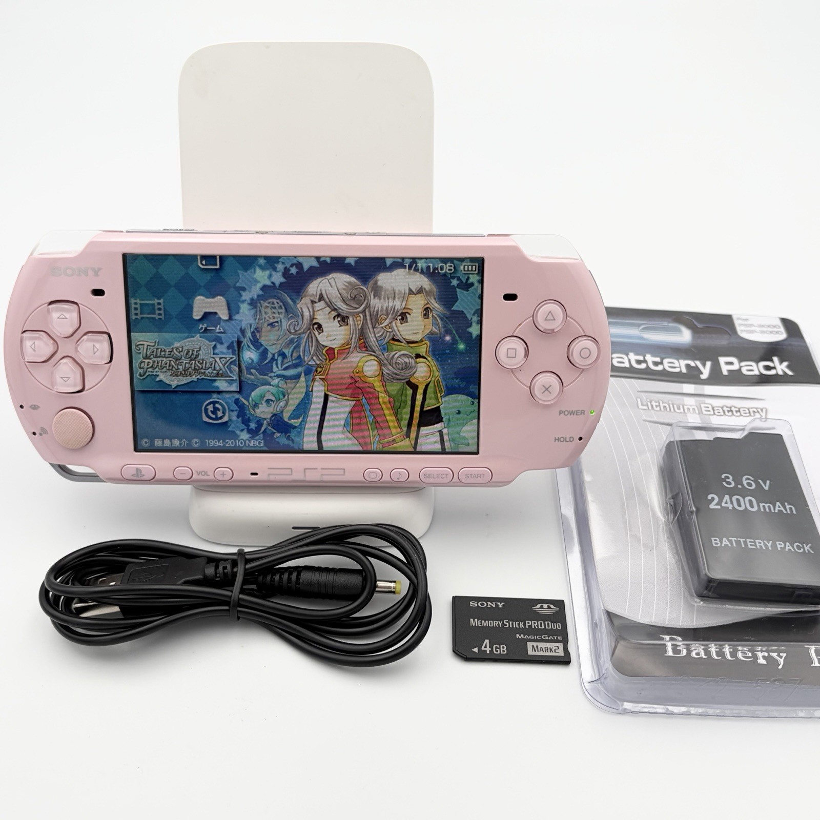 Sony PSP-3000 Blossom Pink Console Bundle Tested OEM 4GB Memory Card New Battery
