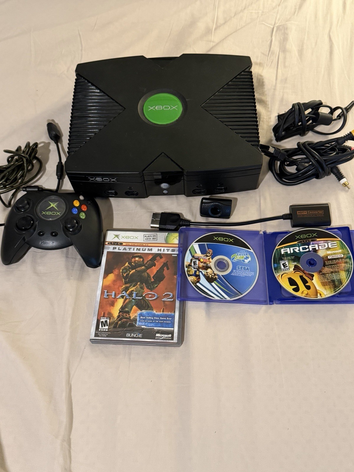 Original Xbox Console Bundle Halo 2 HDMI converter Controller