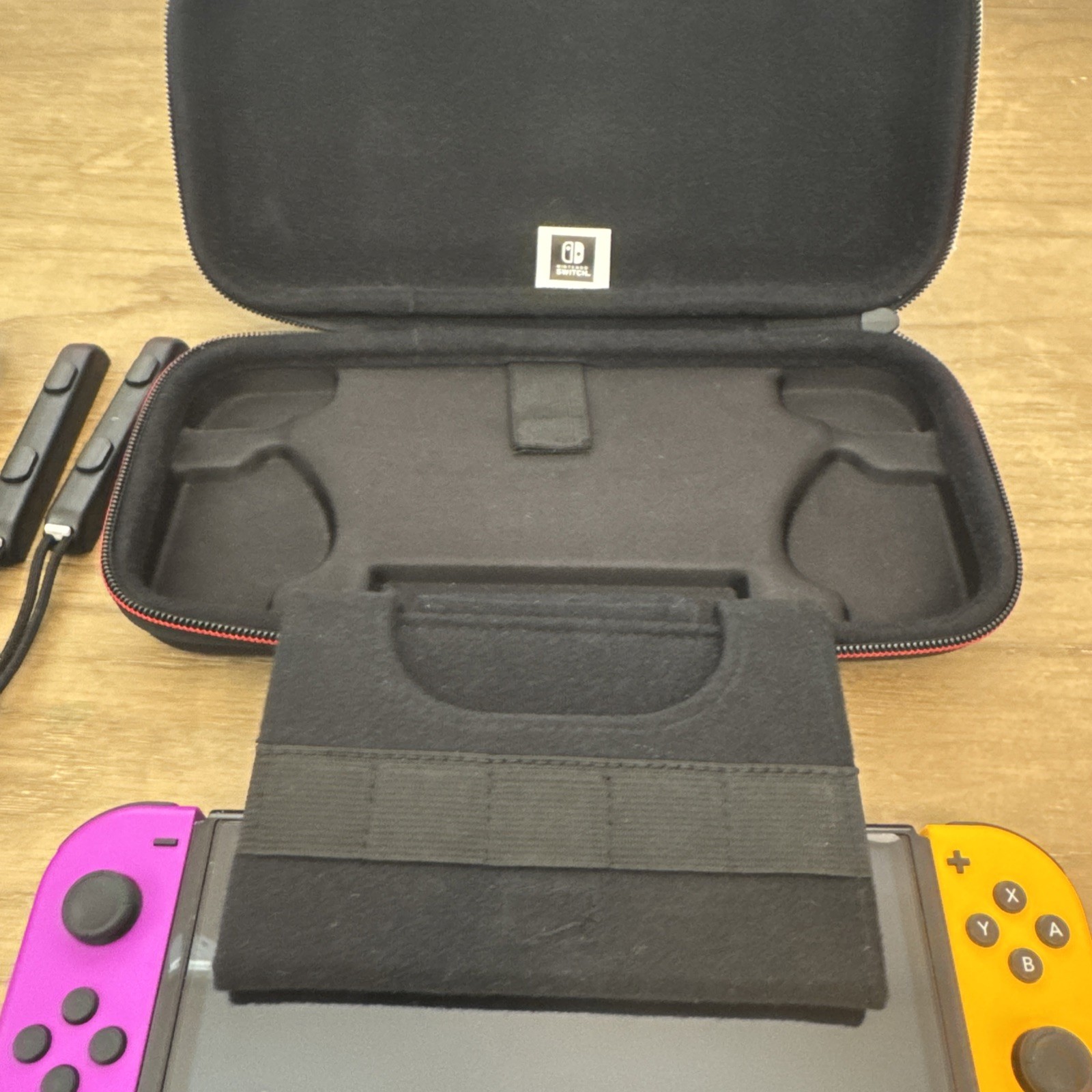 Nintendo Switch OLED Bundle Neon Purple Orange Joy-Con + 128GB SD + Dock & Case