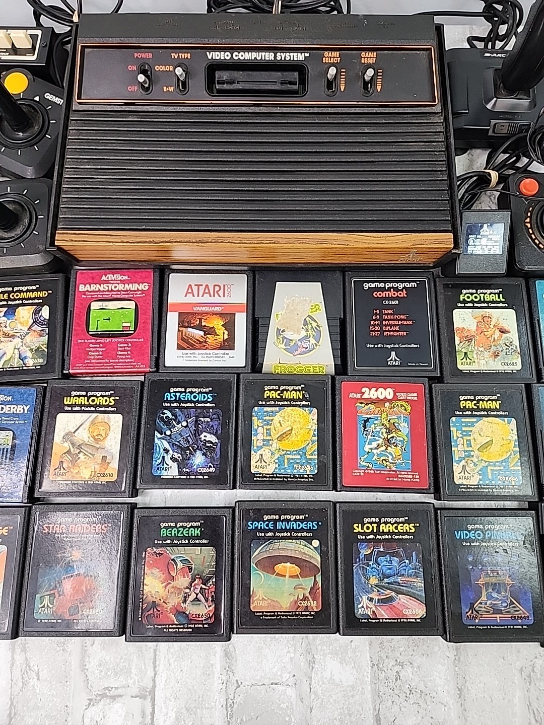 Atari CX-2600A Wood Grain Console 23 Games Power Cord Controllers *Parts/Repair*