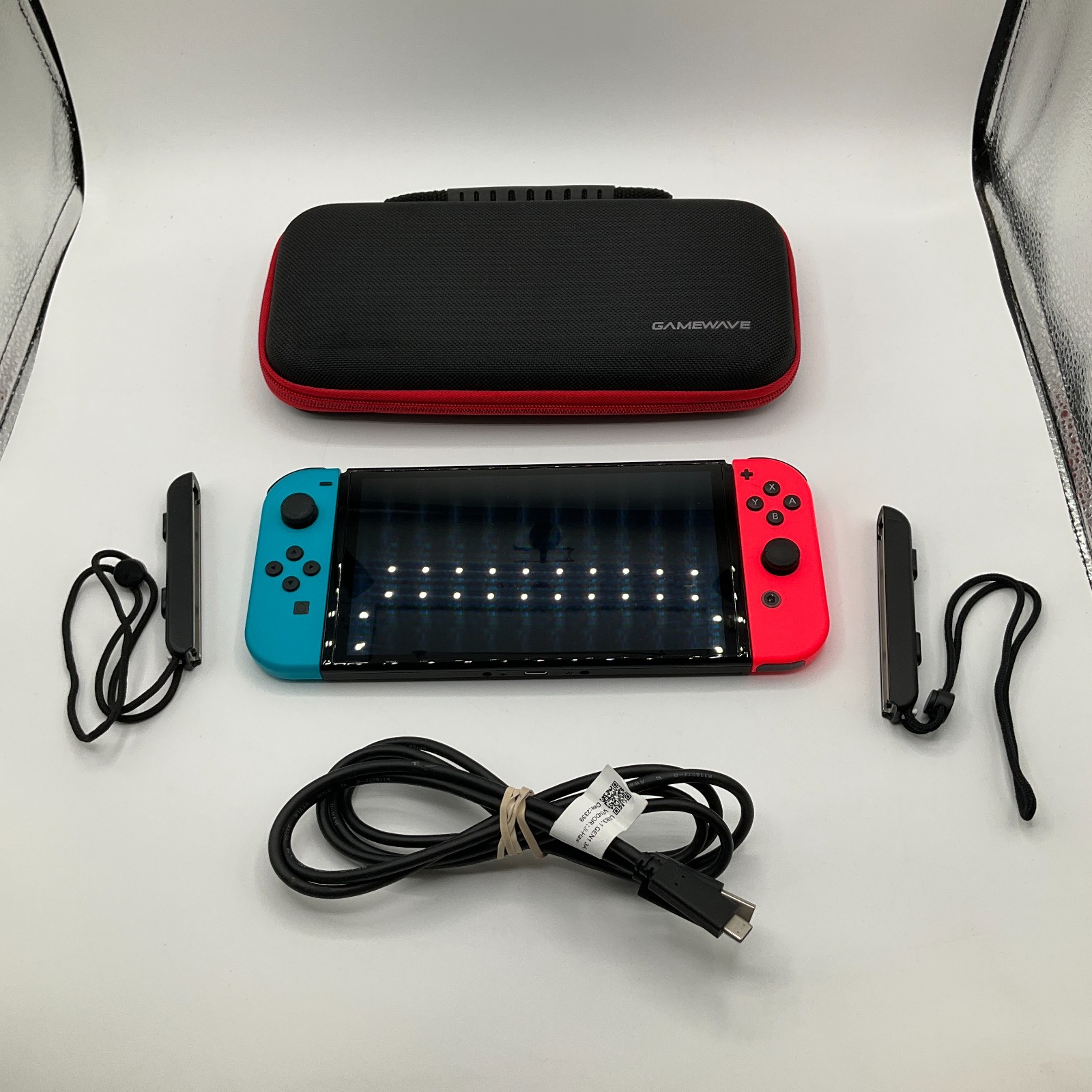 Nintendo Switch OLED Game Console With Red/Blue Joy-Cons, Charger & Case HEG-001