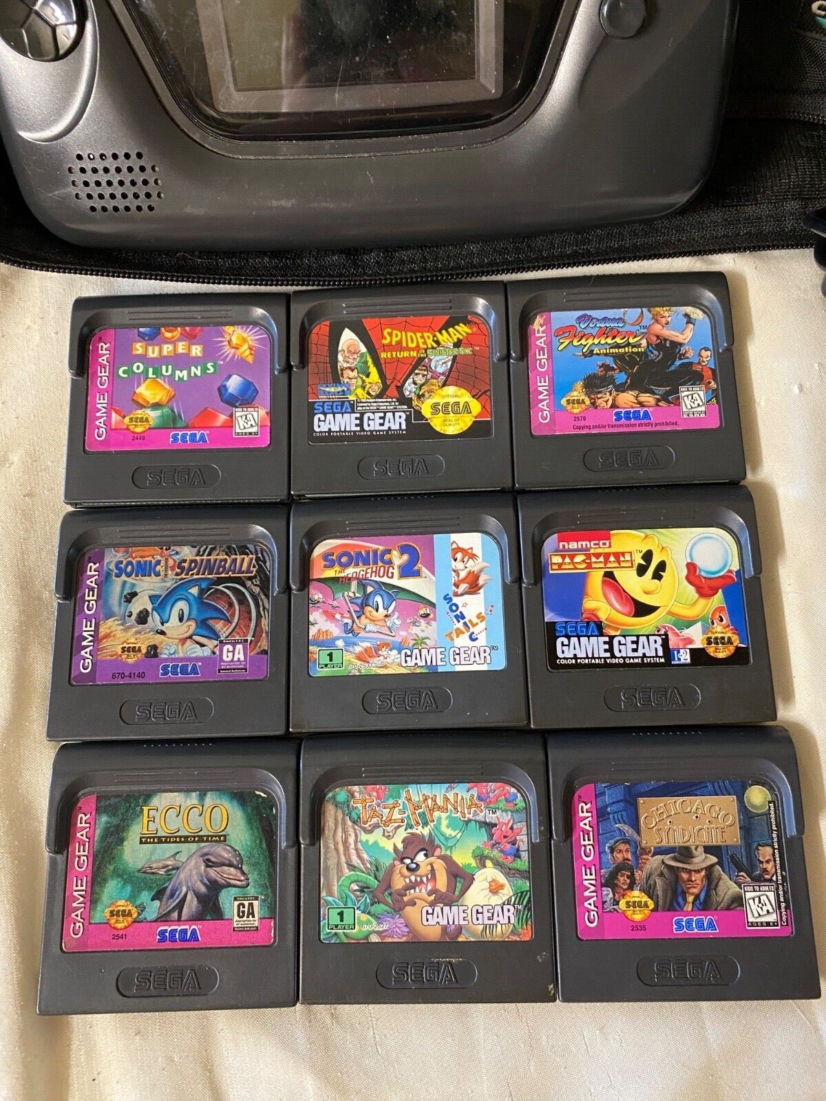 Sega Game Gear Handheld Console – Black with 9 GAMES! SONIC, PAC-MAN, SPIDER-MAN