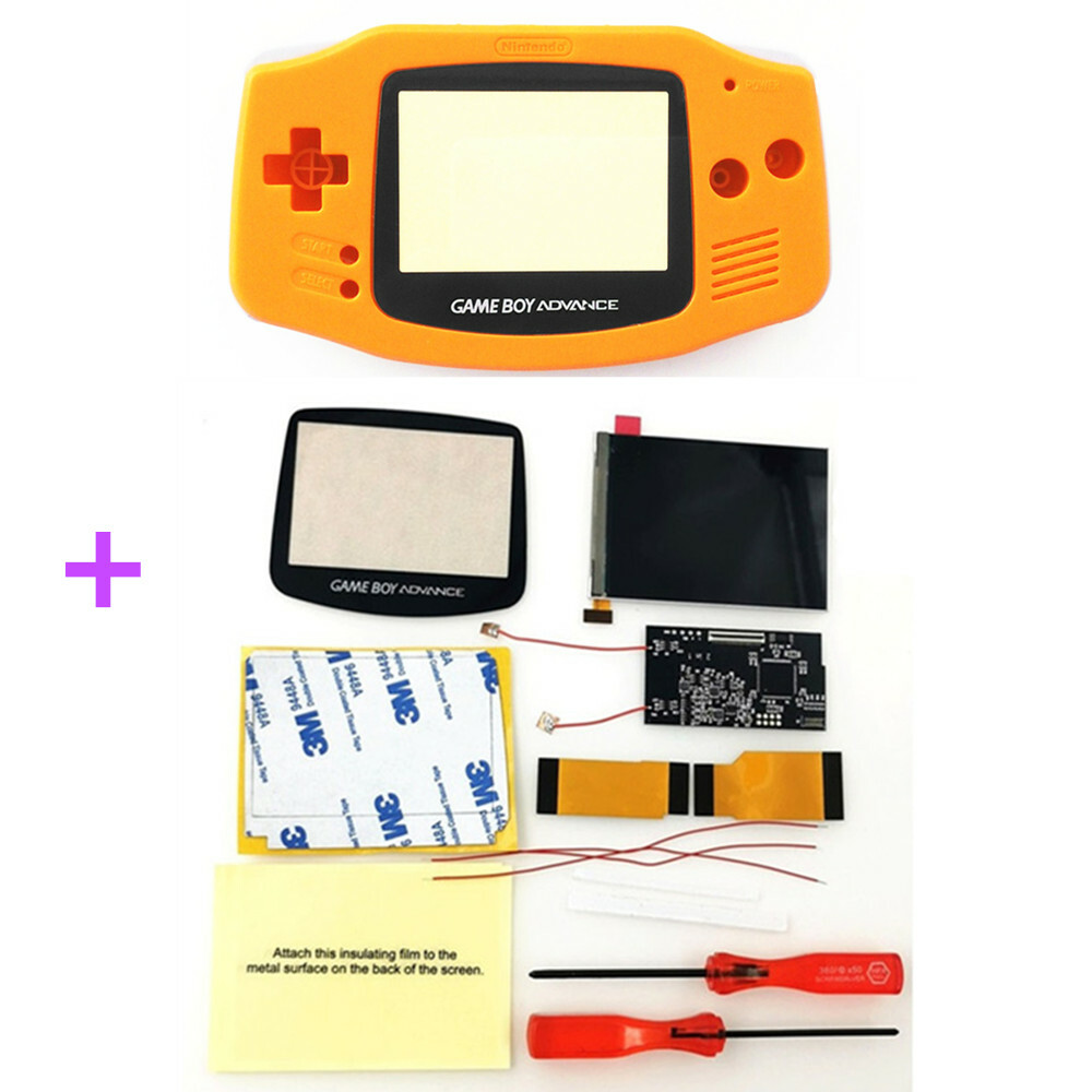 8 Colors GBA V2 IPS Backlight LCD Mod & GBA Pre- Cut Full Housing shell kit
