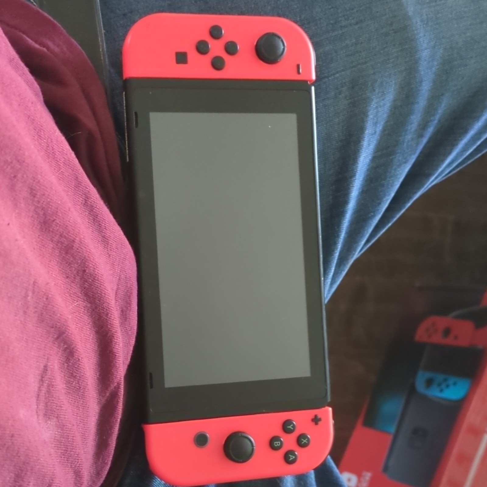 Nintendo Switch Console Handheld System w/ Neon Red Joy-Con.