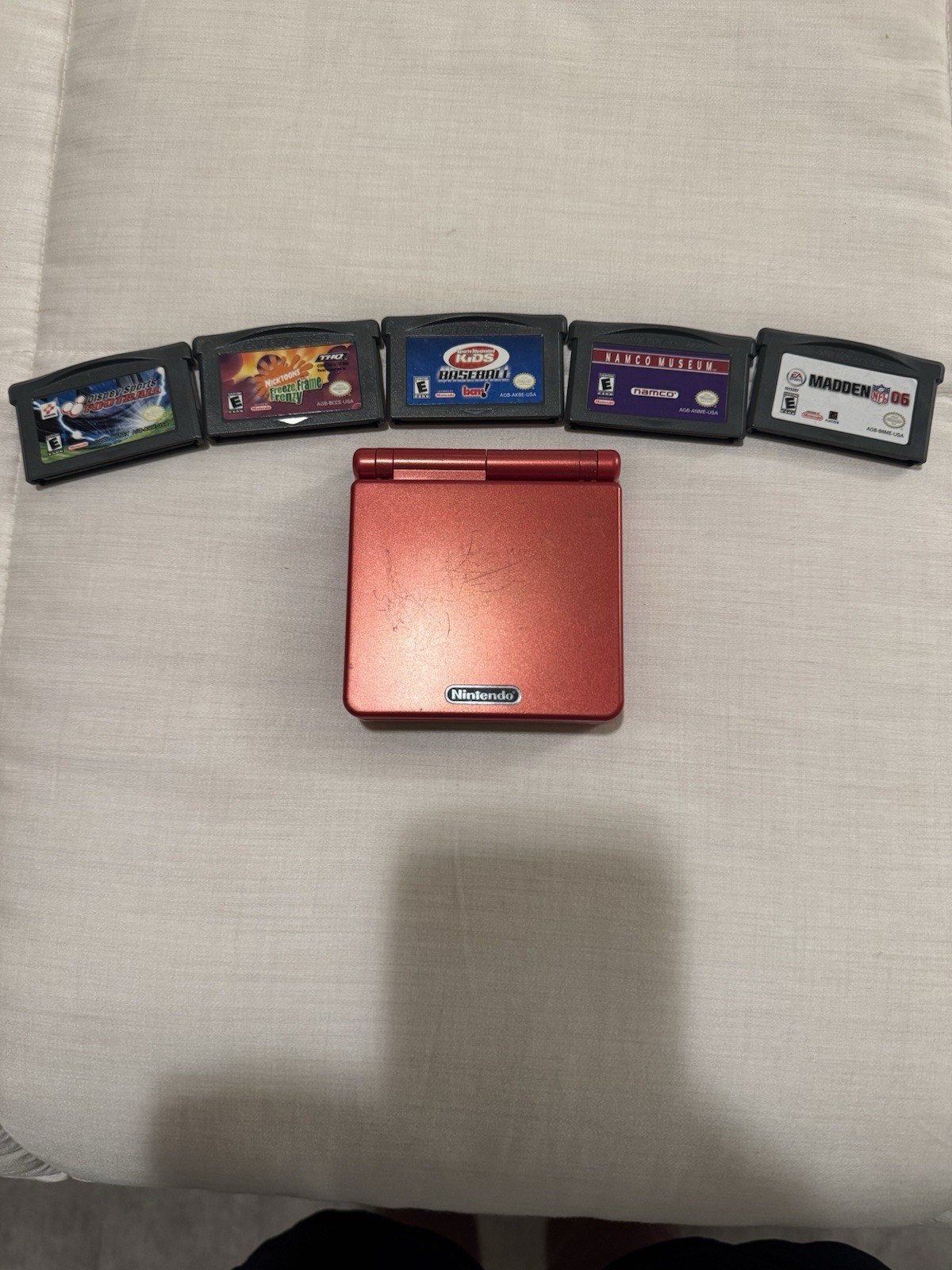 Nintendo Game Boy Advance SP Handheld System – Flame Red with Lot of 5 Games