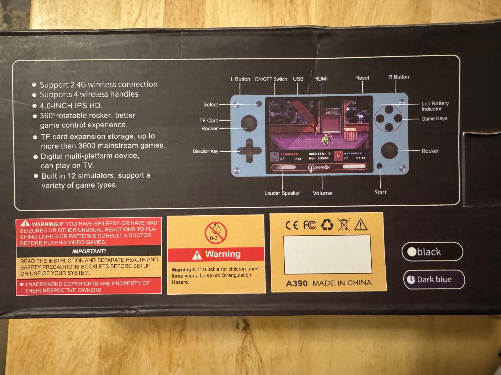 GAMEMAX A390 Handheld Game Console (Dark Blue) 64GB ~ BRAND NEW!
