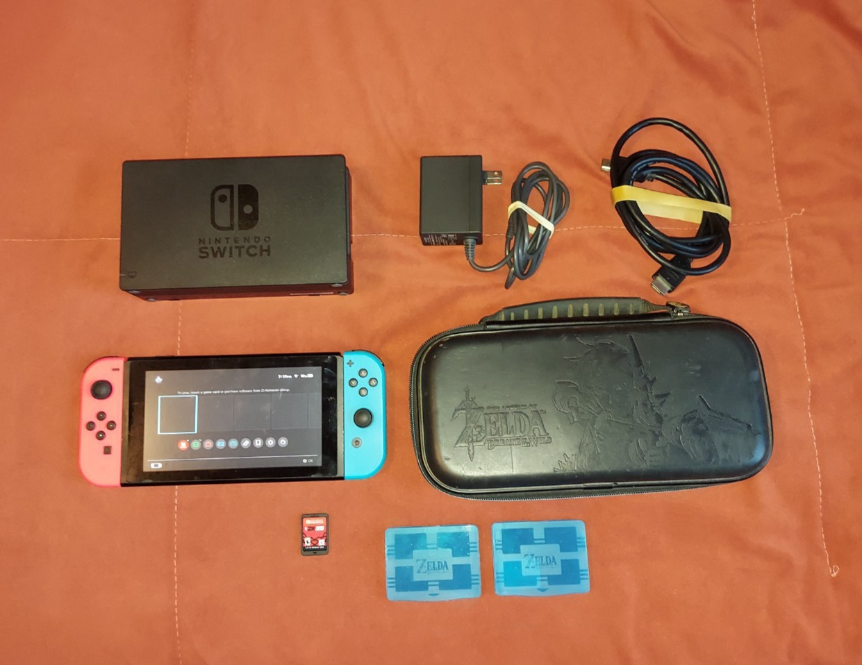 Nintendo Switch (HAC-001) 32GB Console w/ Case, game, 128 MicroSD Dock *TESTED*