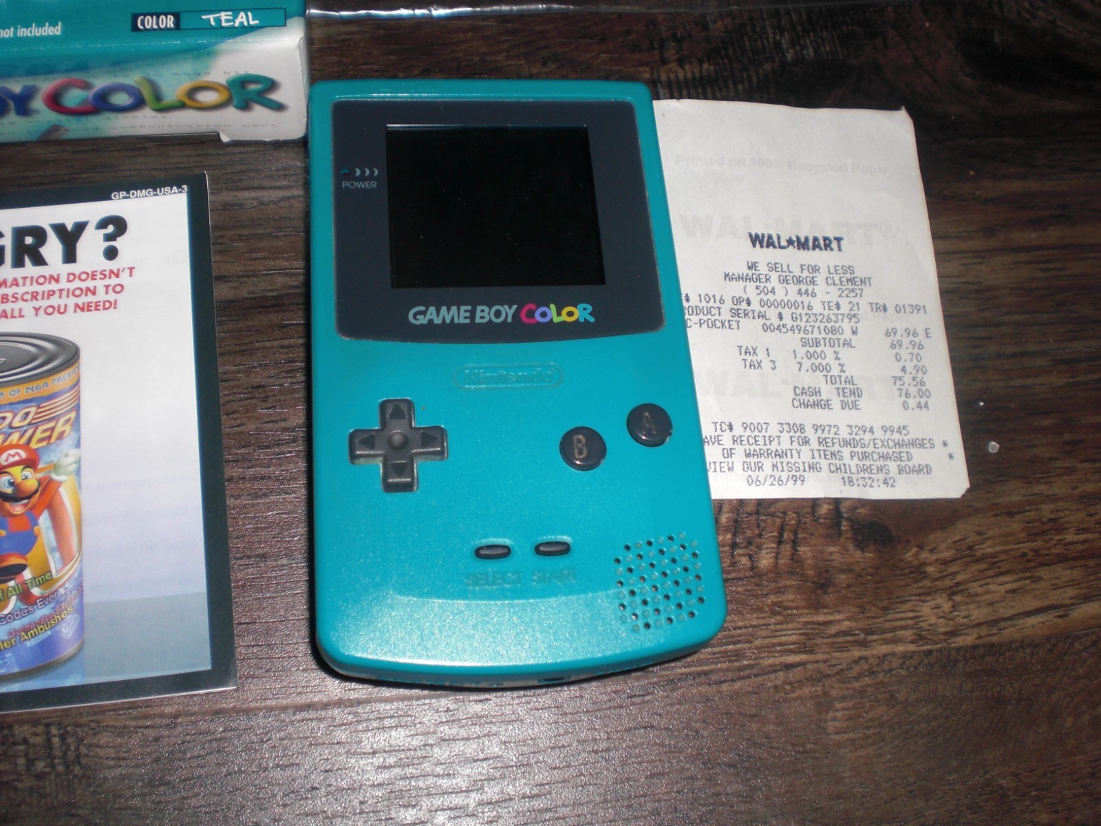 Nintendo Game Boy Color Console System Blue Teal COMPLETE Box CIB Bags Receipt!