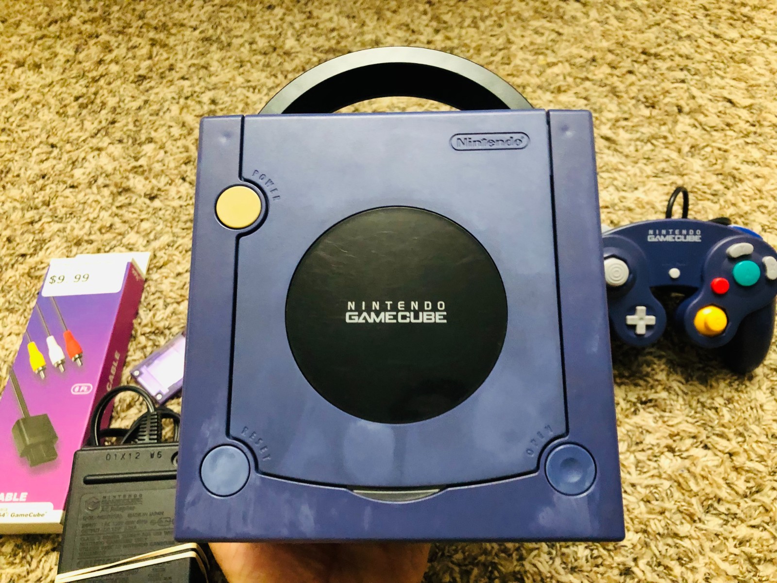 Nintendo GameCube Purple Console DOL-001 / 1 Remote / Power Adapter/ Video Cable