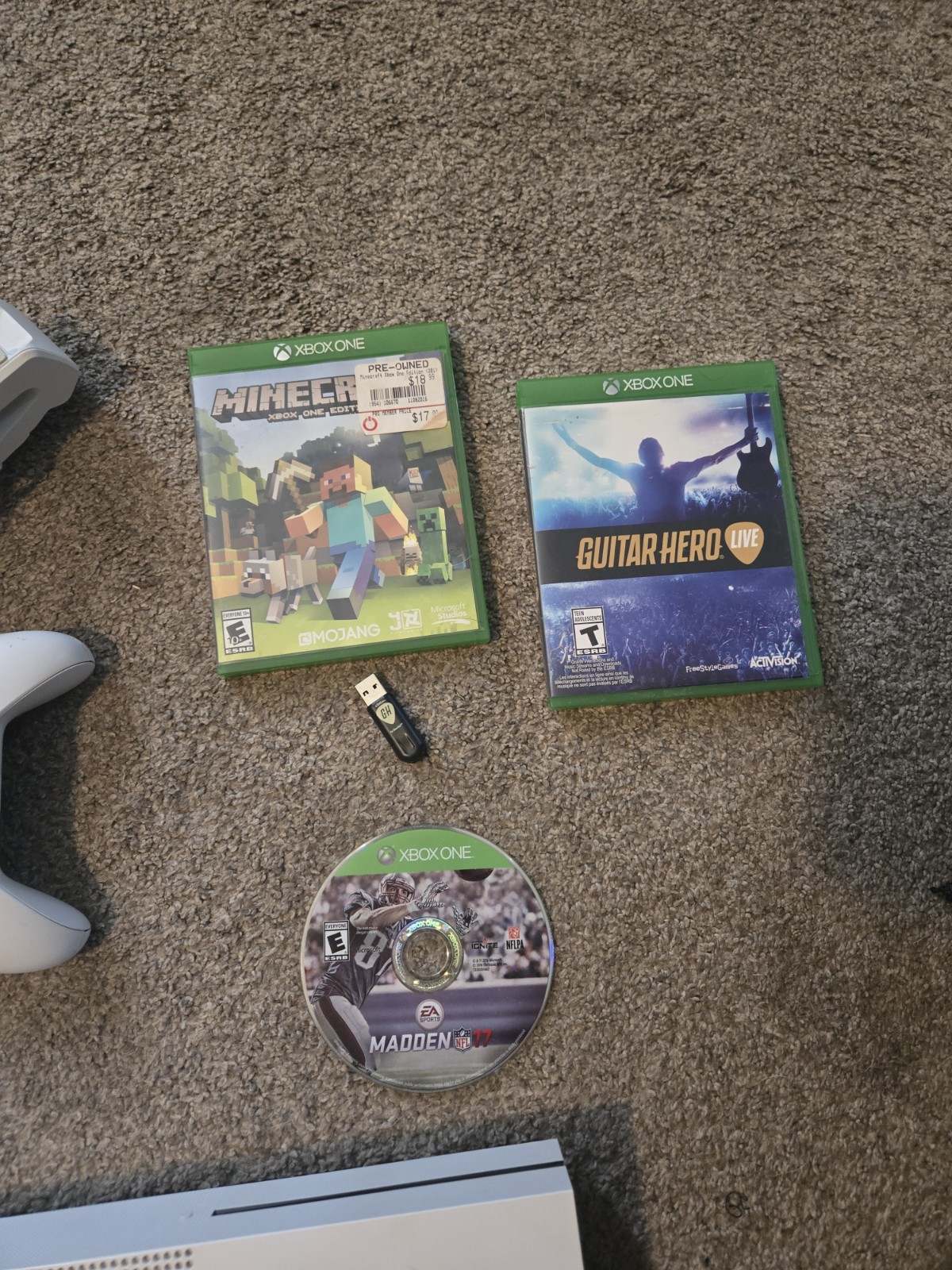 Xbox One S Console Bundle w/ Guitar Hero Live Guitar, Dongle & Games