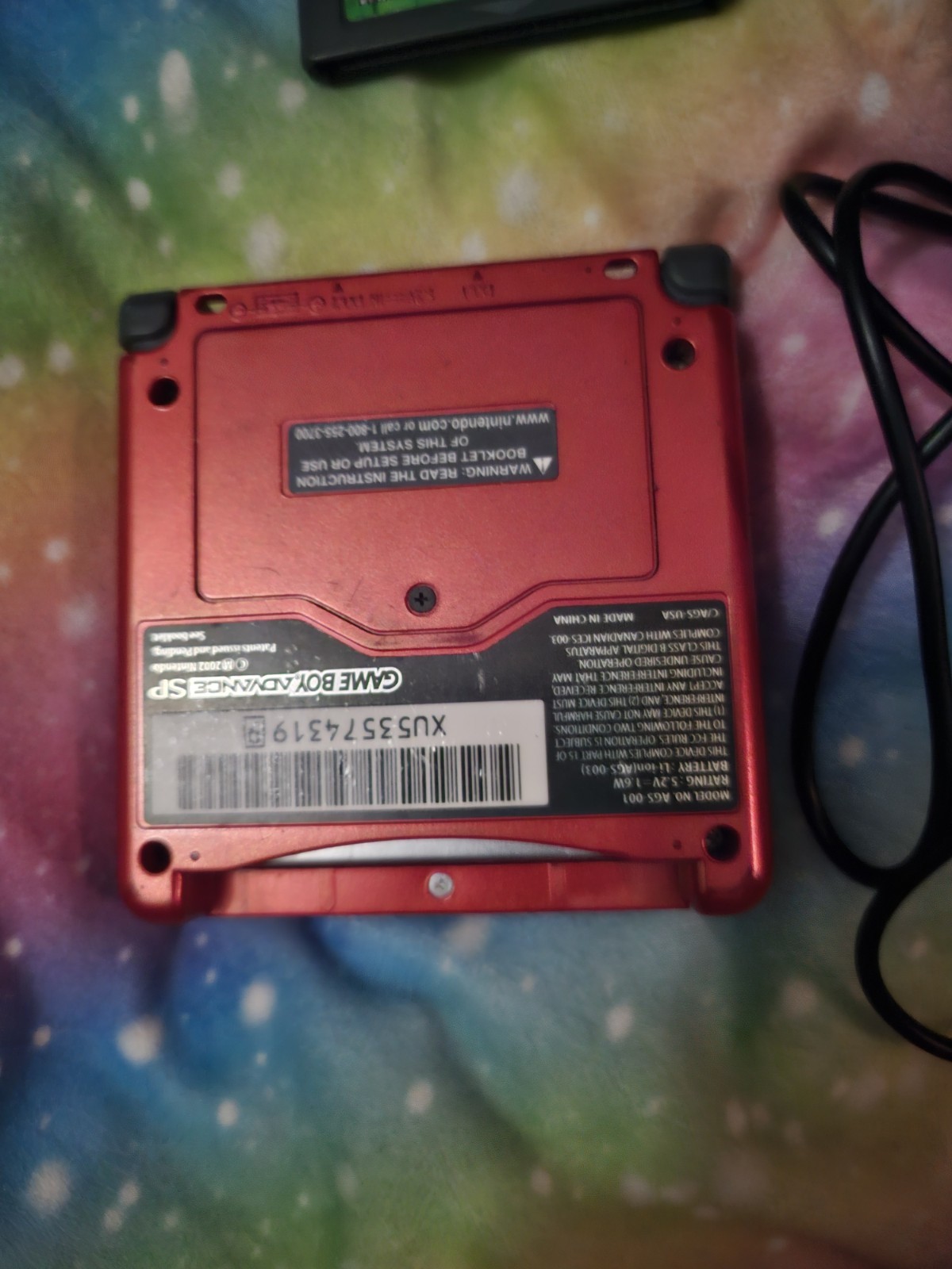 Nintendo Game Boy Advance SP with Charger & 1 Game Warioland 4- Tested Flame Red