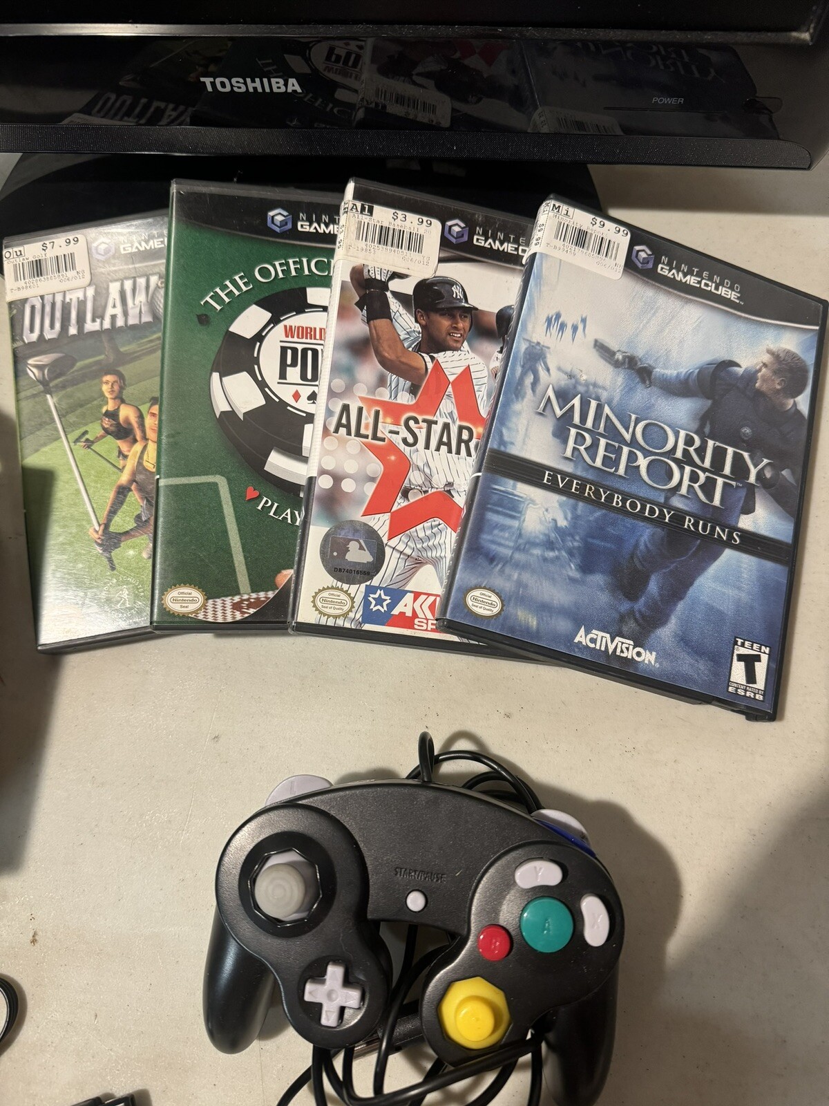 Nintendo Gamecube—Black—BUNDLE—2 Wired Controllers—4 Games—4MB Memory Card