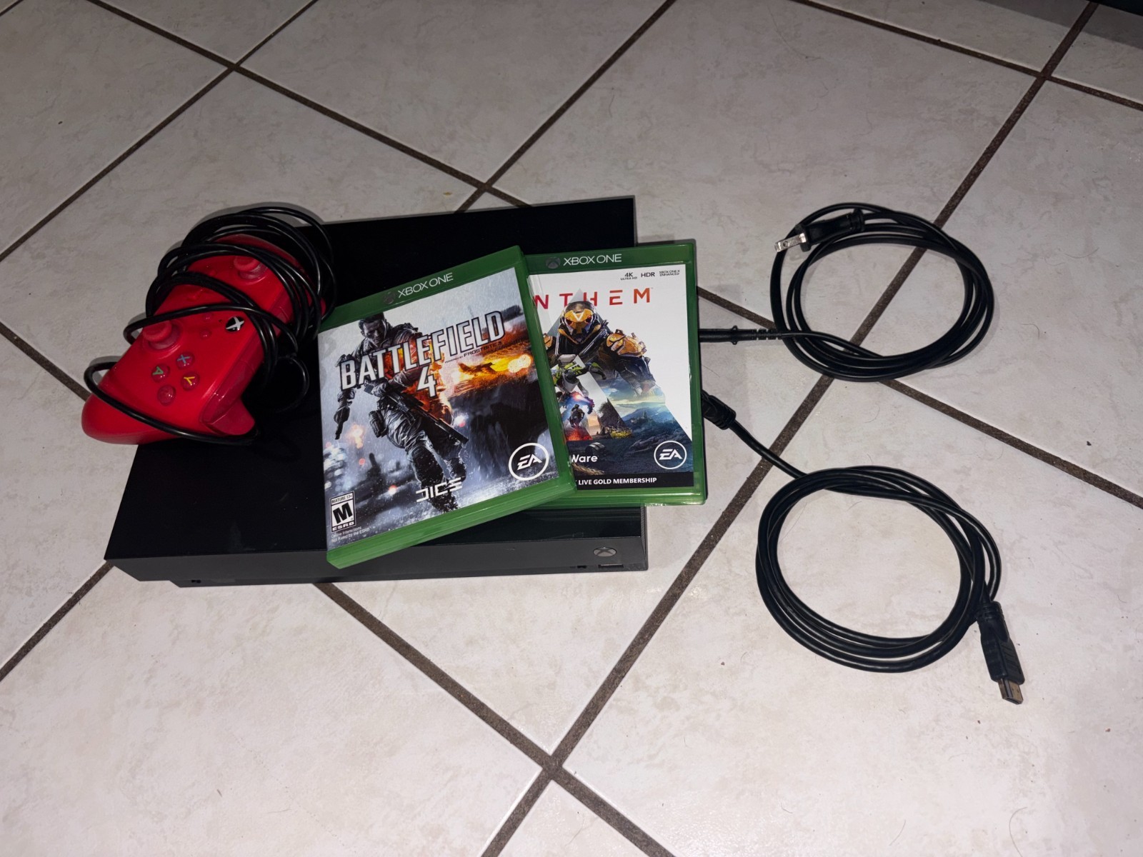 Xbox One X 1TB Black Console + Wired Controller + Battlefield 4 & Anthem