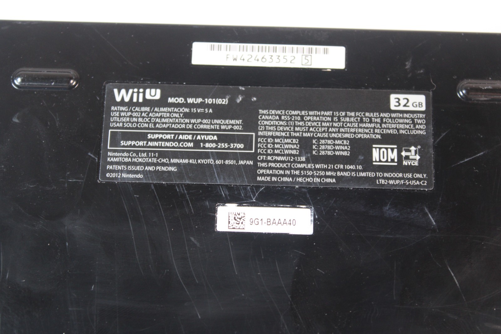 Nintendo Wii U WUP-101(02) 32GB Black Console Only *No Gamepad* Tested & Working