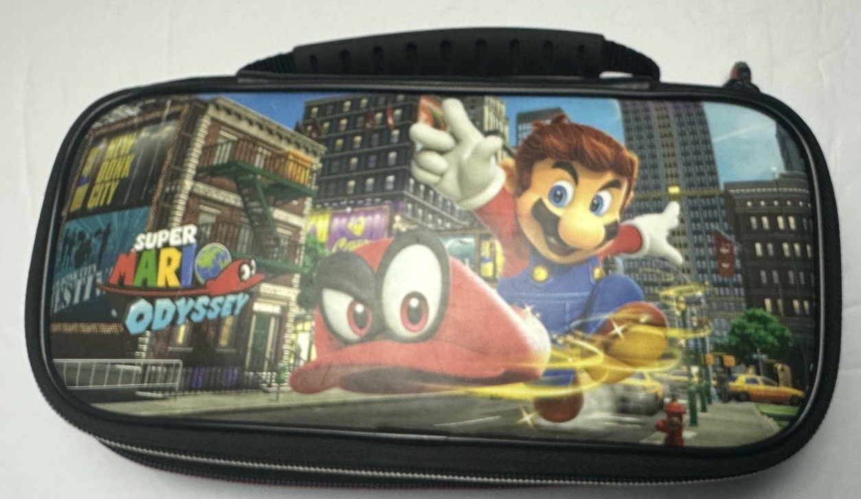 Nintendo Switch Console Gray Joy-Con Controllers Carrying Case & Mario Odyssey