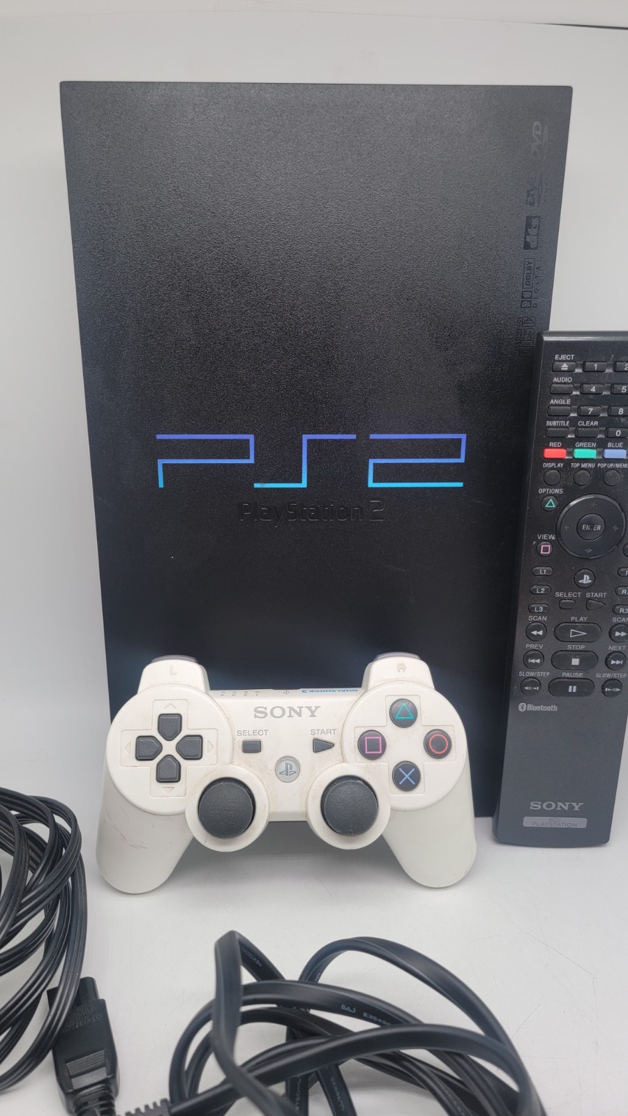 Sony PlayStation 2 PS2 Black Console Controller Cables 8MB Card, Tested Working
