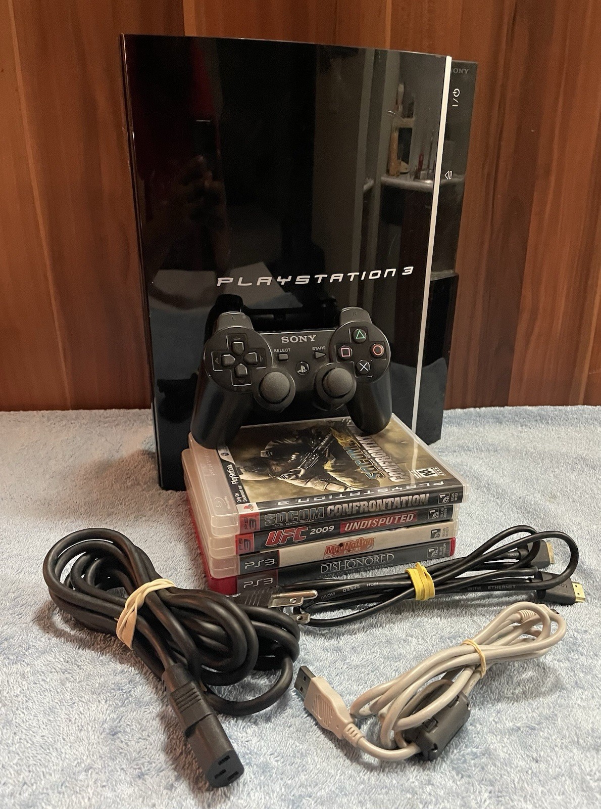 Sony PlayStation 3 PS3 Fat CECHG01 Console w/ Controller 4 Games TESTED & WORKS