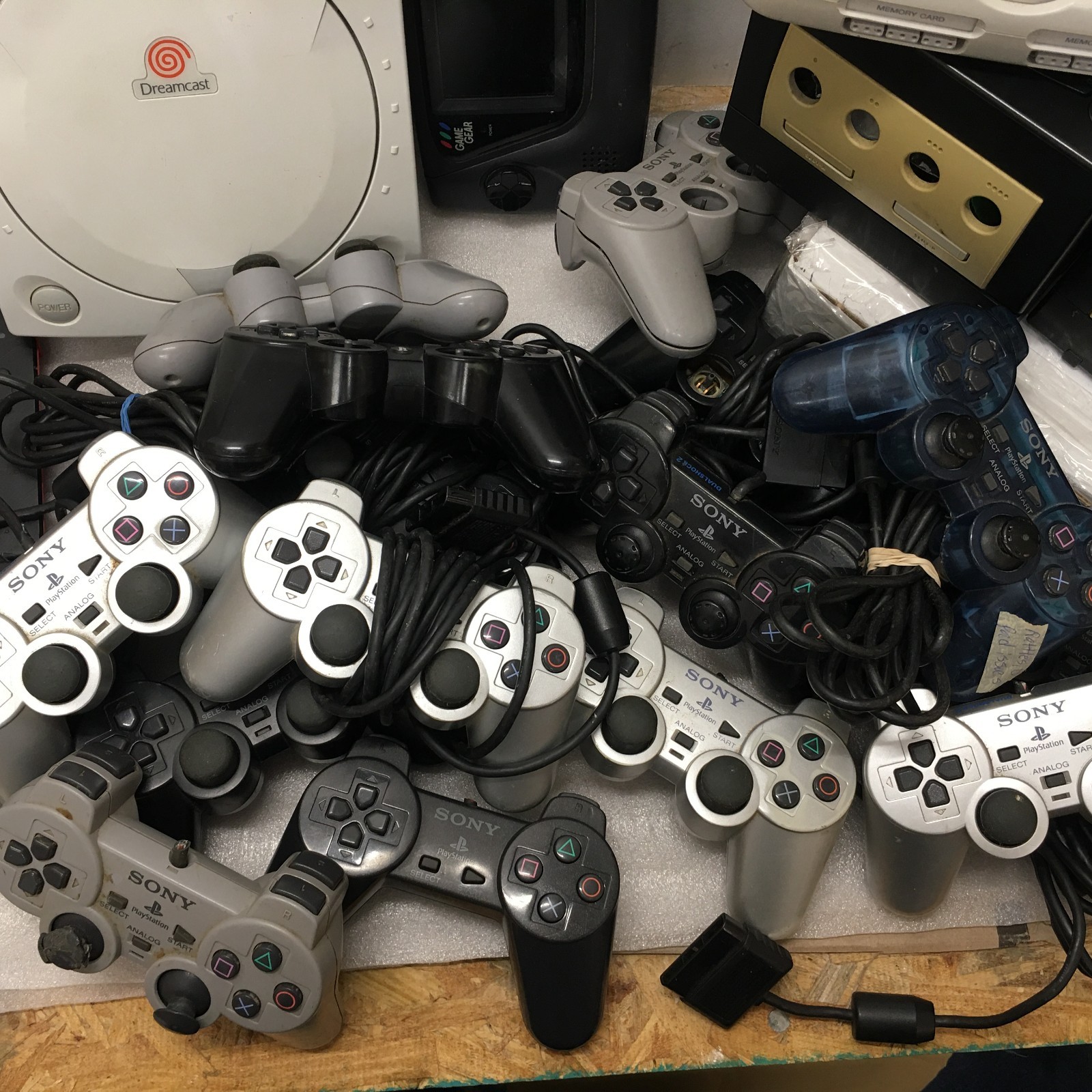 Lot of Video Game systems + Controllers FOR PARTS (PS1, Gamecube, GameGear, MORE