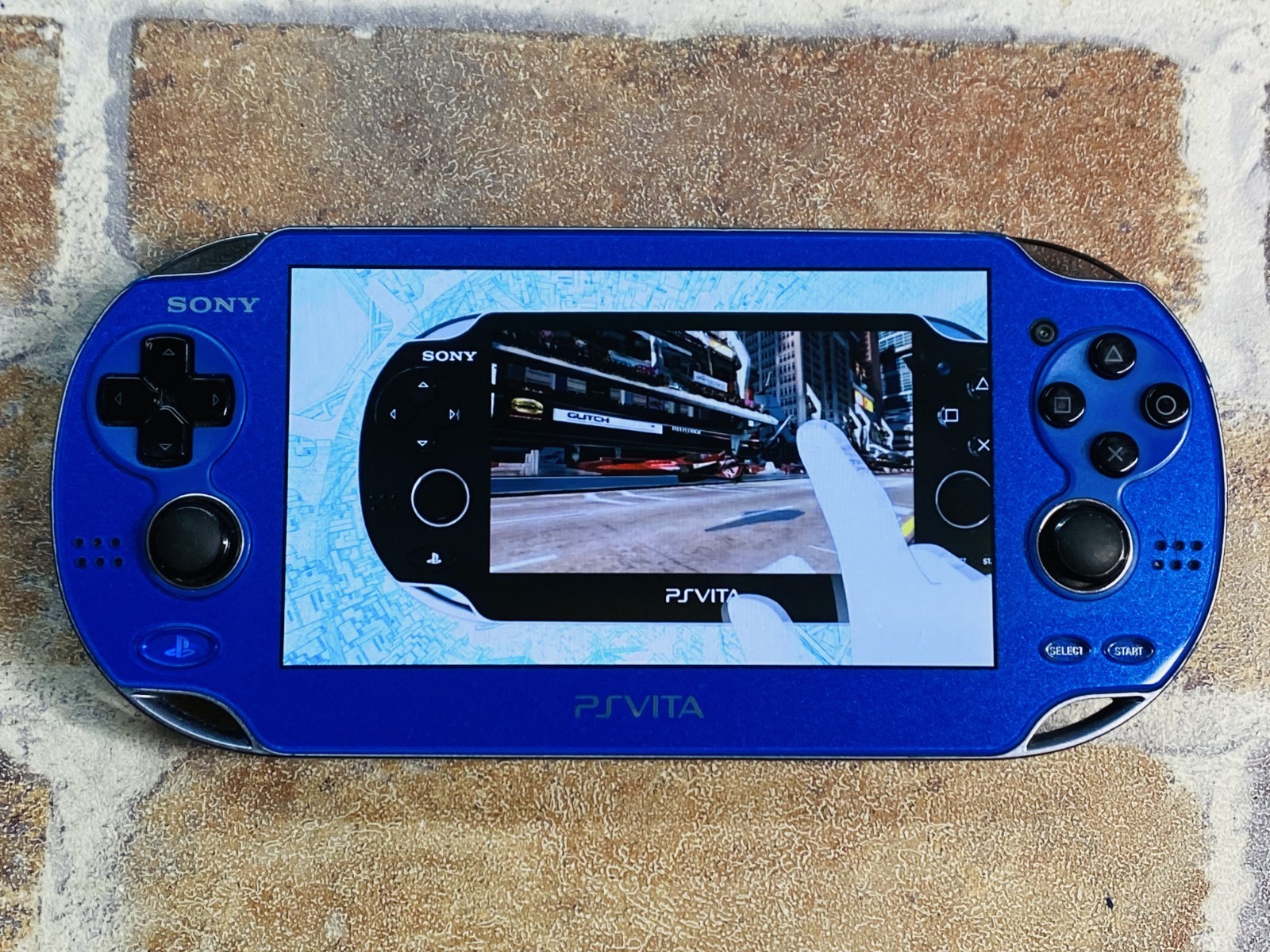 SONY PS Vita PCH-1000 Sapphire Blue ZA04 Playstation Charger 8GB Tested No.2D P