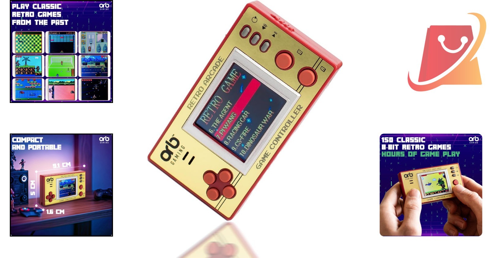 Mini Retro Gaming Console 150 In-Built 8-Bit Games Handheld Colour LCD