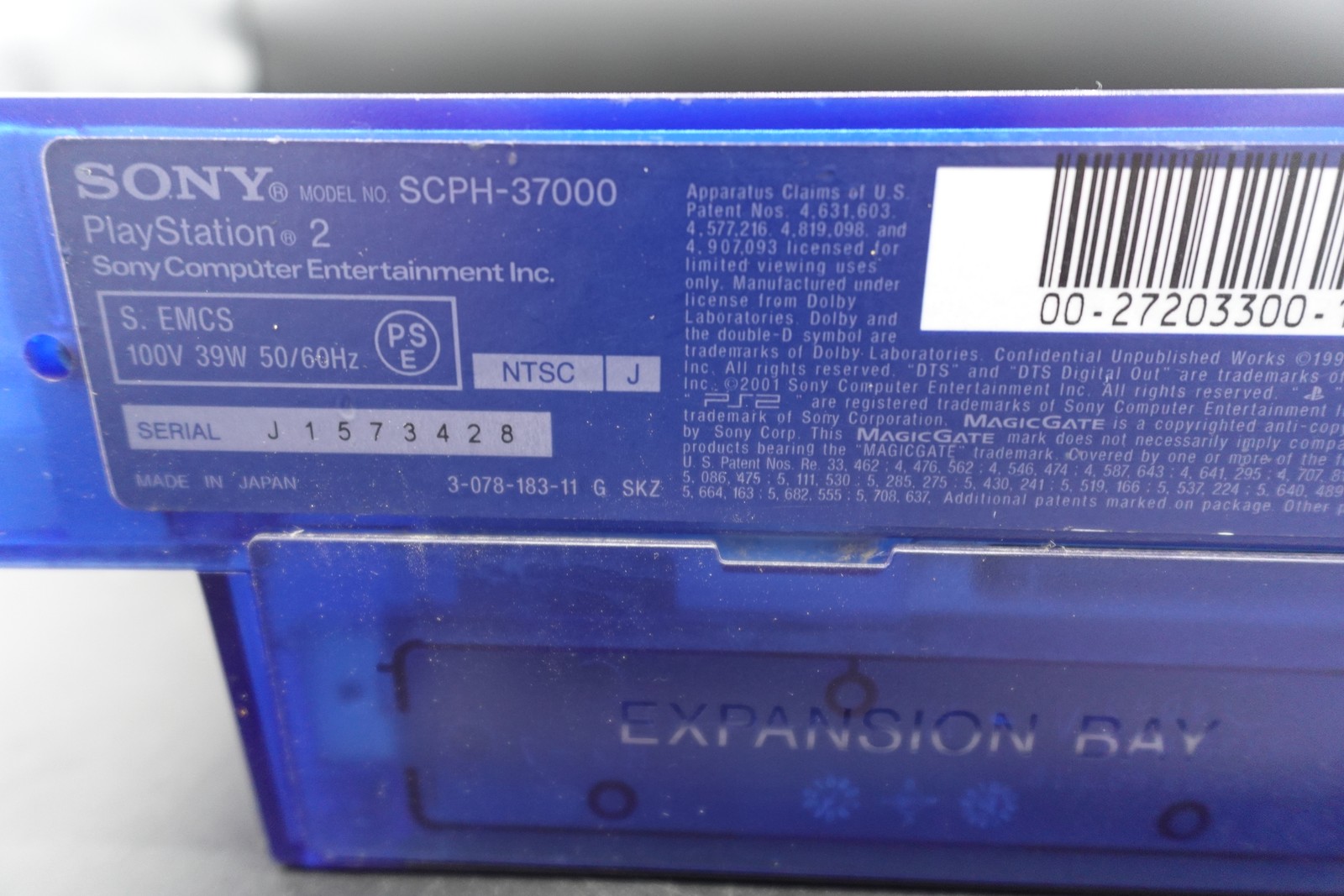 Some parts missing PS2 Ocean Blue SCPH-37000 Console only Playstation 2 USED