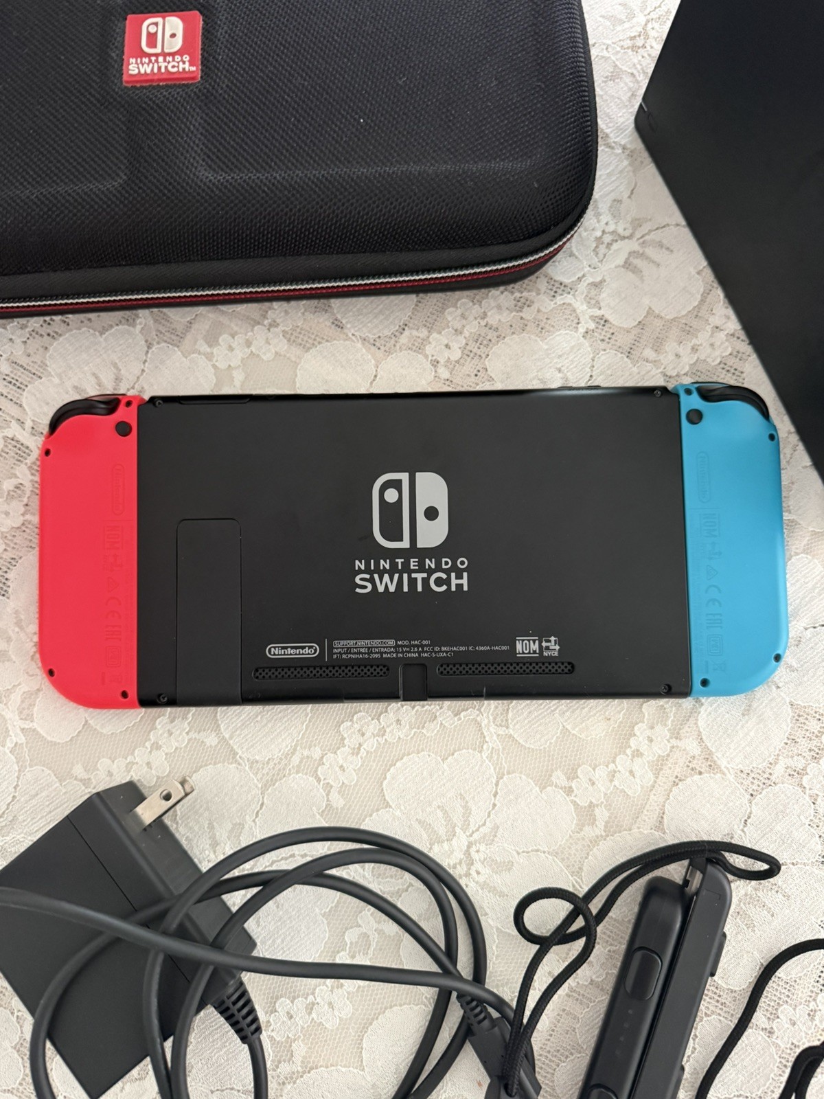 Nintendo Switch System Console w/Neon Red & Blue Joy-Cons + Dock, Case, Charger