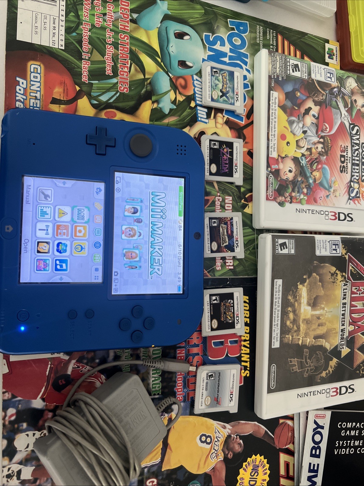 Nintendo 2DS Electric Blue + Pokemon X Zelda Majoras Mask + More Games + Charger