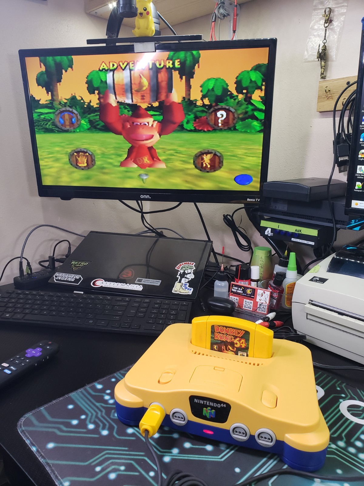 Custom Nintendo 64 Console Yellow And Blue With Expansion Pack Bundle