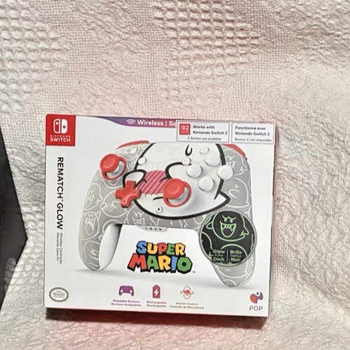 PDP REMATCH GLOW Wireless Controller Nintendo Switch 2 Super Mario Boo Hoo New