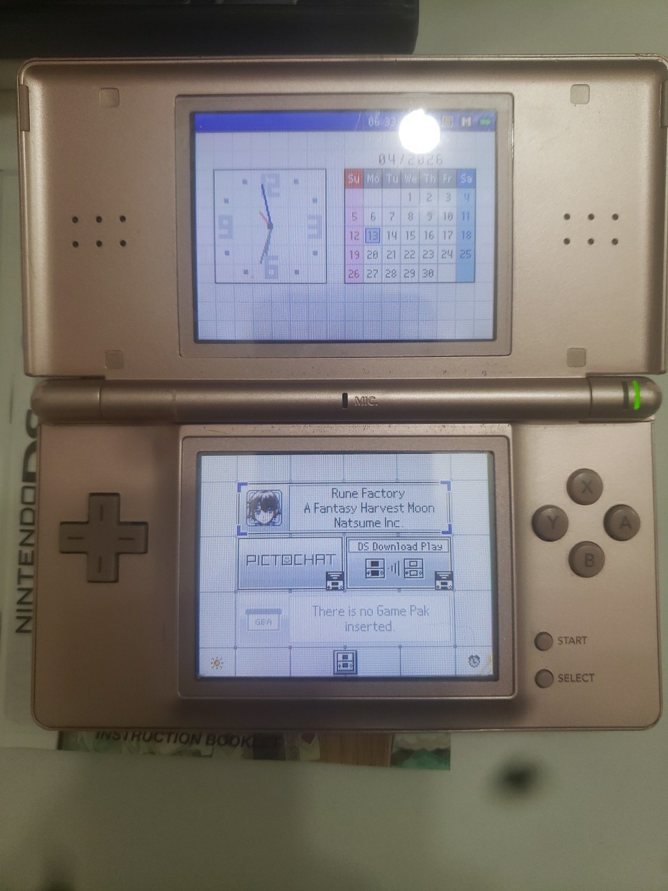 Nintendo Ds Lite Metallic Rose Gold & Rune Factory 1 2 3 4 Bundle Tested Working