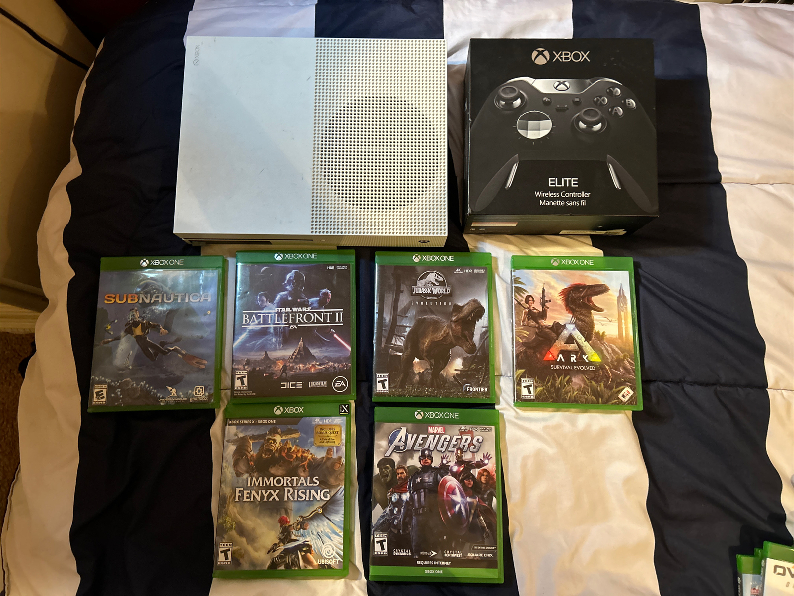 Xbox One + Elite Controller Series 1 Bundle (with power cable) & Games