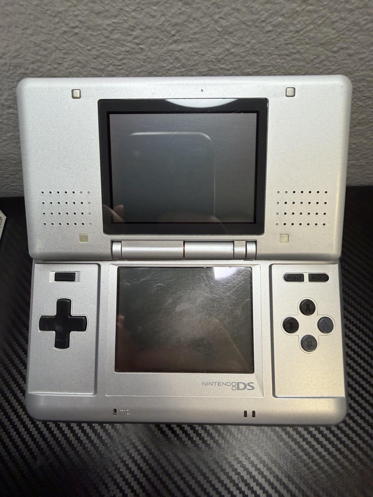 Original DS Handheld Silver With Stylus Charger And Game Tested And Working