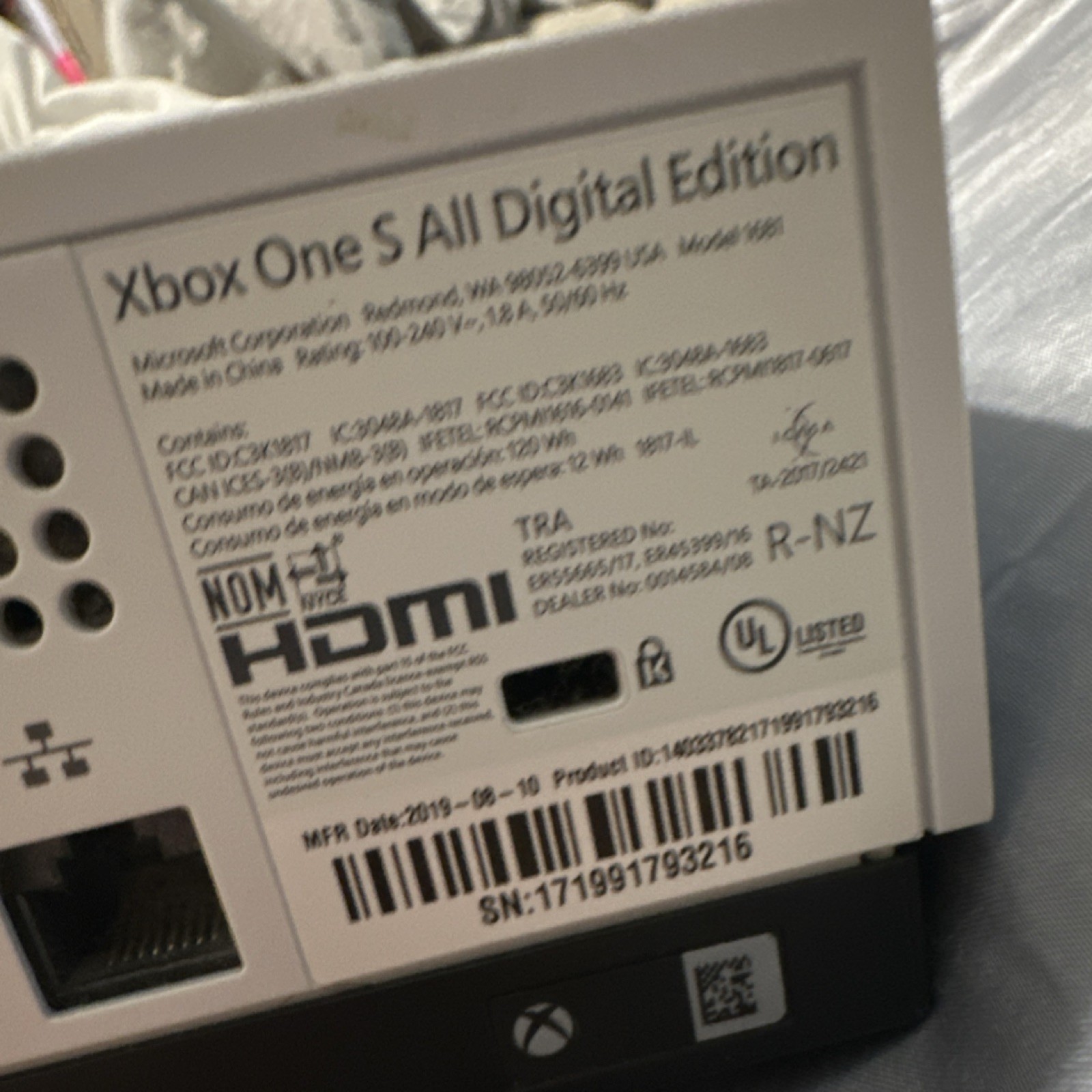Microsoft Xbox One S All Digital Edition Console with White & Camouflage Contro…